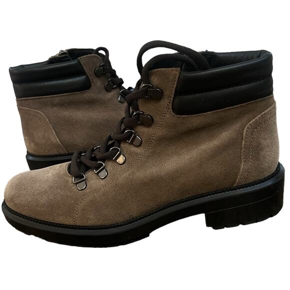NWOT Aquatalia Liviana Taupe Suede Weatherproof Leather Hiker Boots Sz 8.5 - Picture 6 of 7